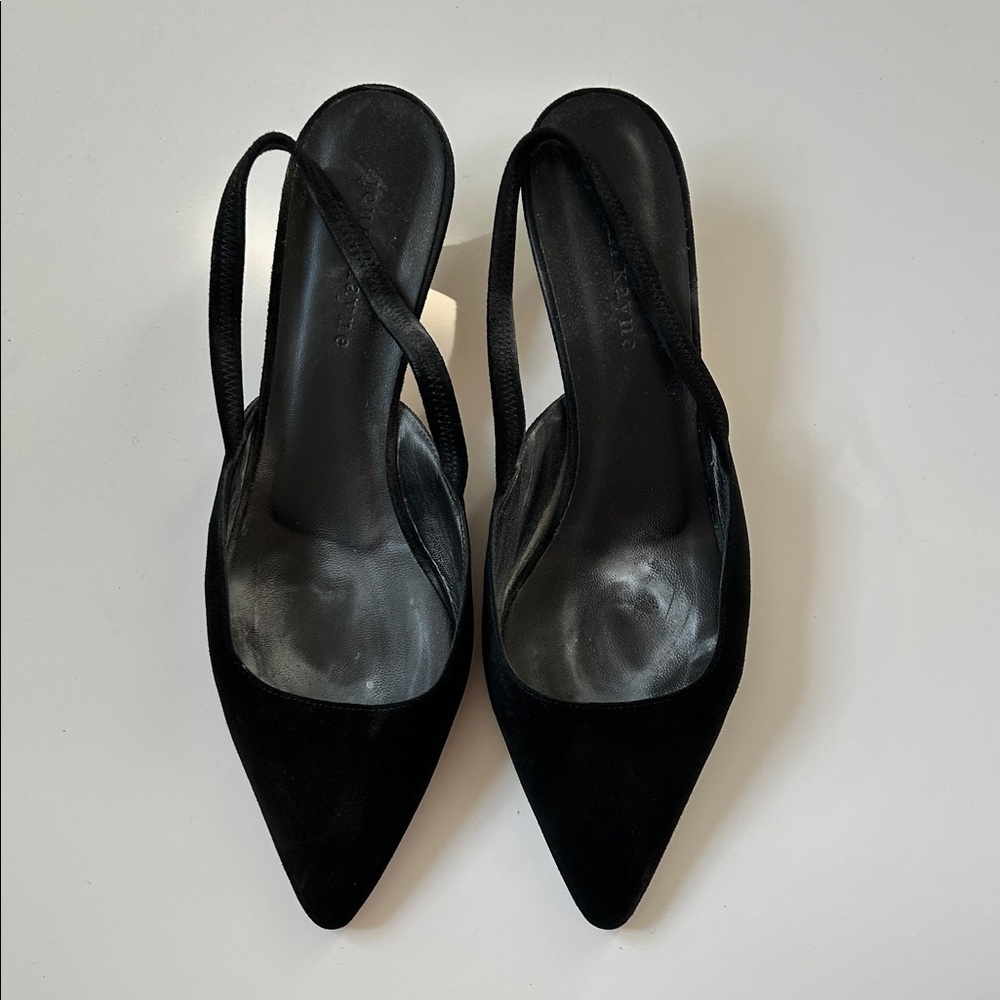 Jenni Kayne Black Pointed Slingback Heels